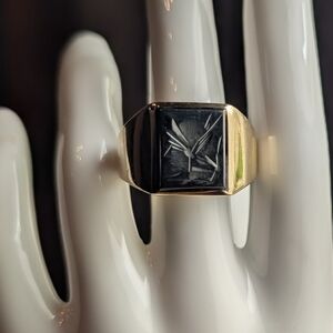 Vintage 10K Gold Roman Intaglio Ring